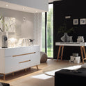 Garderobe Kommode Schrank weiß matt MDF Asteiche furniert Massiv 85 cm Cervin