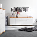 Highboard Schrank Asteiche-massiv matt lackiert geölt weiß holz 102 cm Chiara