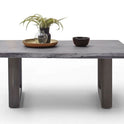 Couchtisch Baumkantentisch Akazie-massiv U-Form rechteckig grau lackiert 110 cm