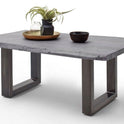 Couchtisch Baumkantentisch Akazie-massiv U-Form rechteckig grau lackiert 110 cm