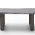 Couchtisch Baumkantentisch Akazie-massiv U-Form rechteckig grau lackiert 110 cm