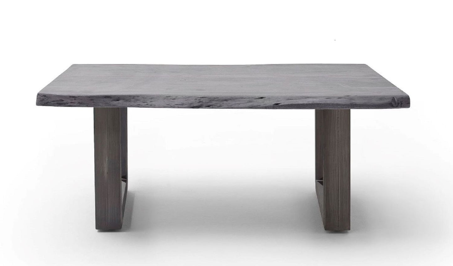 Couchtisch Baumkantentisch Akazie-massiv U-Form rechteckig grau lackiert 110 cm