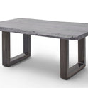 Couchtisch Baumkantentisch Akazie-massiv U-Form rechteckig grau lackiert 110 cm