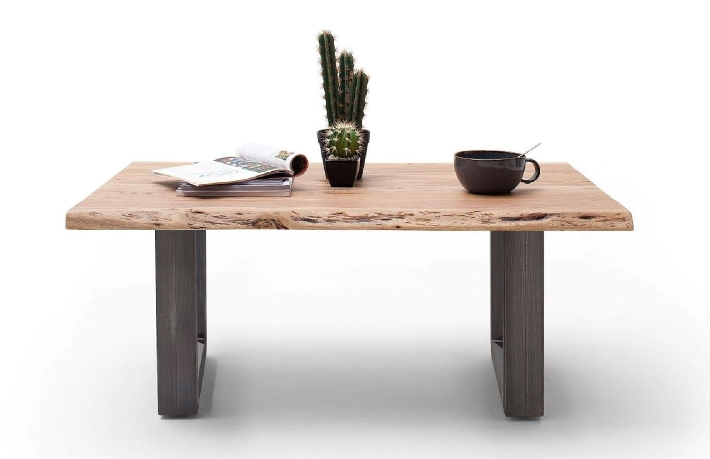 Couchtisch Baumkantentisch Akazie-massiv U-Form rechteckig natur lackiert 110 cm