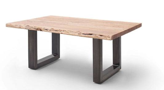 Couchtisch Baumkantentisch Akazie-massiv U-Form rechteckig natur lackiert 110 cm