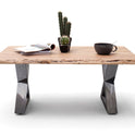Couchtisch Baumkantentisch Akazie-massiv X-Form rechteckig natur lackiert 110 cm