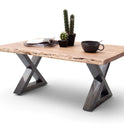 Couchtisch Baumkantentisch Akazie-massiv X-Form rechteckig natur lackiert 110 cm