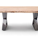 Couchtisch Baumkantentisch Akazie-massiv X-Form rechteckig natur lackiert 110 cm
