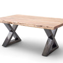 Couchtisch Baumkantentisch Akazie-massiv X-Form rechteckig natur lackiert 110 cm