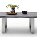 Couchtisch Baumkantentisch Akazie-massiv U-Form rechteckig grau lackiert 110 cm