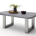 Couchtisch Baumkantentisch Akazie-massiv U-Form rechteckig grau lackiert 110 cm