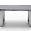 Couchtisch Baumkantentisch Akazie-massiv U-Form rechteckig grau lackiert 110 cm