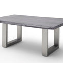 Couchtisch Baumkantentisch Akazie-massiv U-Form rechteckig grau lackiert 110 cm