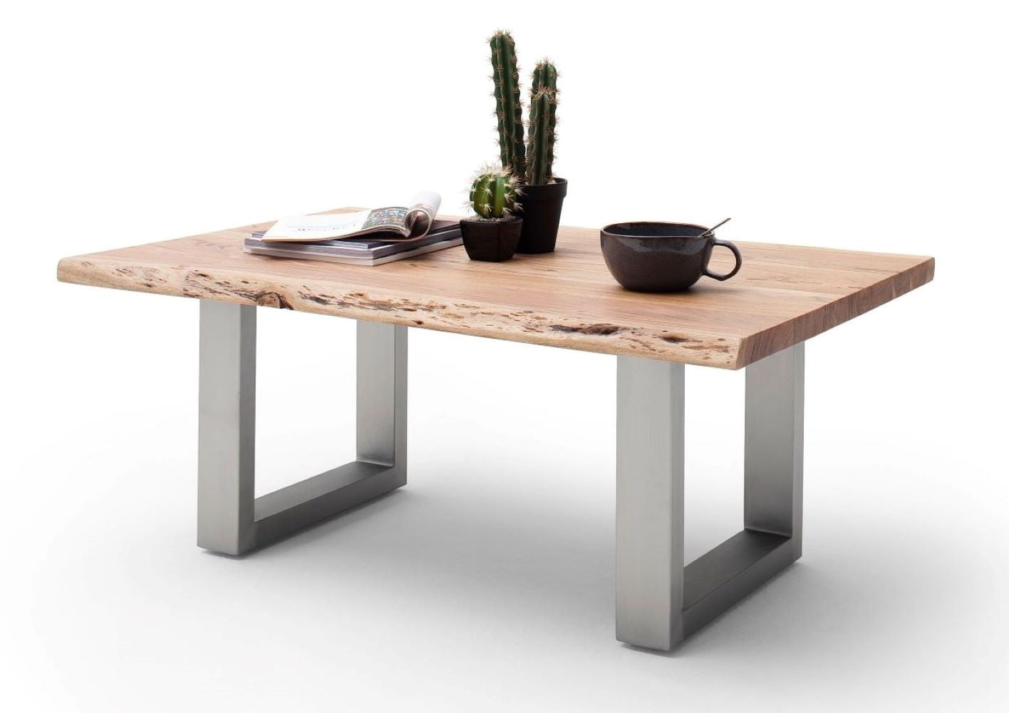 Couchtisch Baumkantentisch Akazie-massiv rechteckig natur lackiert 110 cm