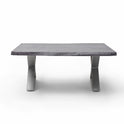 Couchtisch Baumkantentisch Akazie-massiv X-Form rechteckig grau lackiert 110 cm