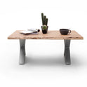 Couchtisch Baumkantentisch Akazie-massiv X-Form rechteckig natur lackiert 110 cm