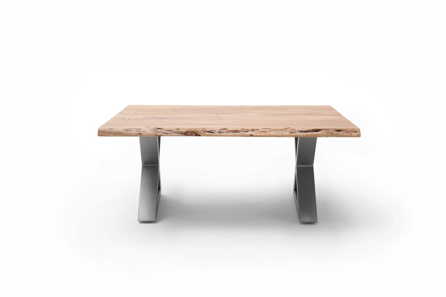 Couchtisch Baumkantentisch Akazie-massiv X-Form rechteckig natur lackiert 110 cm