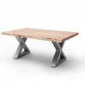 Couchtisch Baumkantentisch Akazie-massiv X-Form rechteckig natur lackiert 110 cm