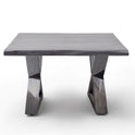 Couchtisch Baumkantentisch Akazie-massiv X-Form quadratisch grau lackiert 75 cm
