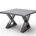 Couchtisch Baumkantentisch Akazie-massiv X-Form quadratisch grau lackiert 75 cm