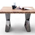 Couchtisch Baumkantentisch Akazie-massiv X-Form quadratisch natur lackiert 75 cm