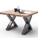 Couchtisch Baumkantentisch Akazie-massiv X-Form quadratisch natur lackiert 75 cm