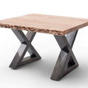 Couchtisch Baumkantentisch Akazie-massiv X-Form quadratisch natur lackiert 75 cm