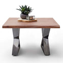 Couchtisch Baumkantentisch Akazie-massiv X-Form quadratisch walnuss lackiert 75 cm