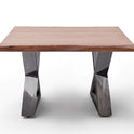 Couchtisch Baumkantentisch Akazie-massiv X-Form quadratisch walnuss lackiert 75 cm