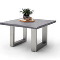 Couchtisch Baumkantentisch Akazie-massiv U-Form quadratisch grau lackiert 75 cm