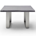 Couchtisch Baumkantentisch Akazie-massiv U-Form quadratisch grau lackiert 75 cm