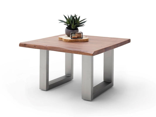 Couchtisch Baumkantentisch Akazie-massiv U-Form quadratisch walnuss 75 cm