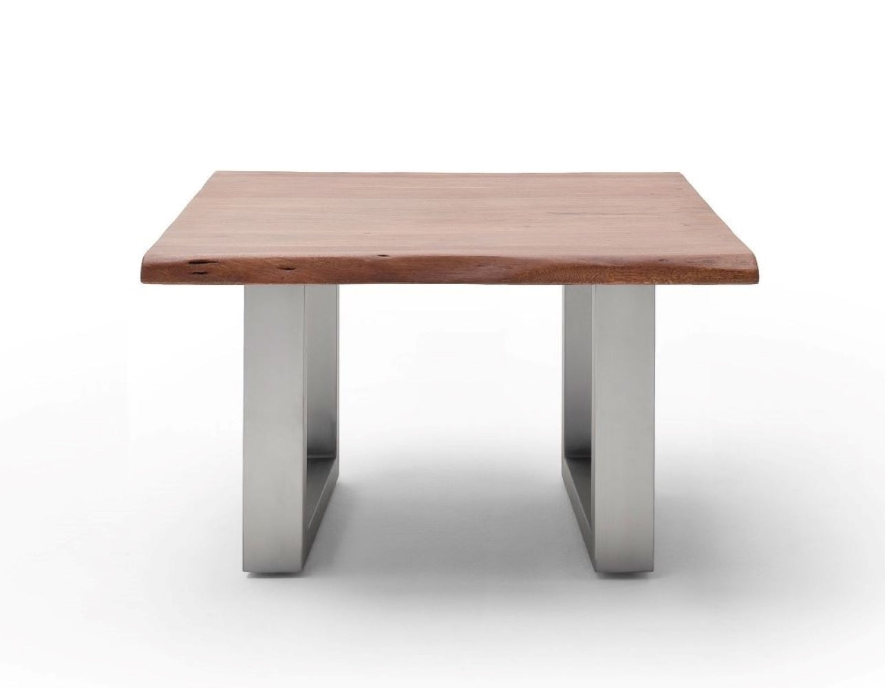 Couchtisch Baumkantentisch Akazie-massiv U-Form quadratisch walnuss 75 cm