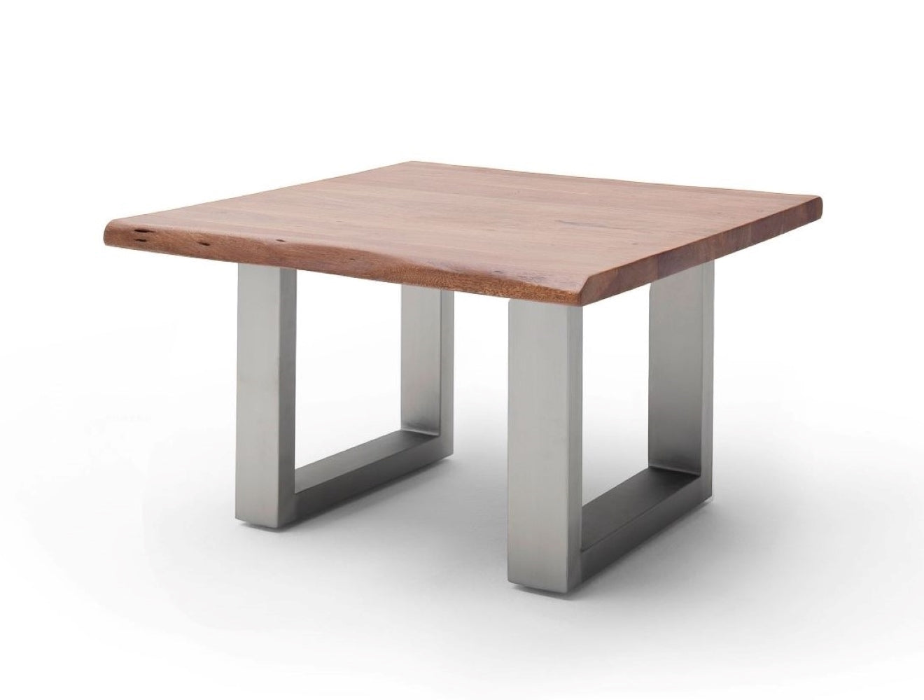 Couchtisch Baumkantentisch Akazie-massiv U-Form quadratisch walnuss 75 cm