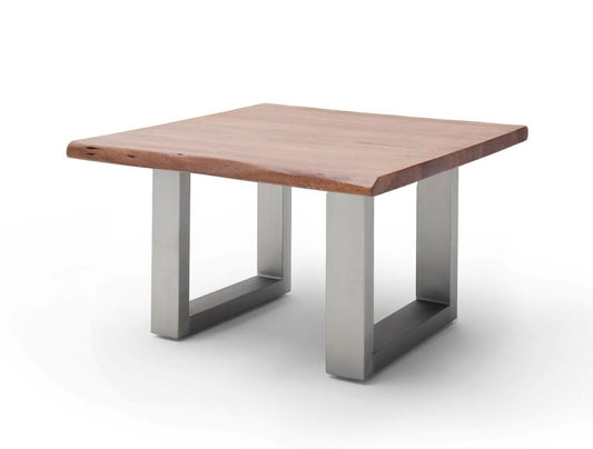 Couchtisch Baumkantentisch Akazie-massiv U-Form quadratisch walnuss 75 cm