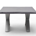Couchtisch Baumkantentisch Akazie-massiv X-Form quadratisch grau lackiert 75 cm