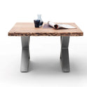 Couchtisch Baumkantentisch Akazie-massiv X-Form quadratisch natur lackiert 75 cm