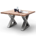 Couchtisch Baumkantentisch Akazie-massiv X-Form quadratisch natur lackiert 75 cm