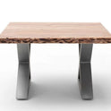 Couchtisch Baumkantentisch Akazie-massiv X-Form quadratisch natur lackiert 75 cm