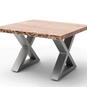 Couchtisch Baumkantentisch Akazie-massiv X-Form quadratisch natur lackiert 75 cm