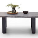 Couchtisch Baumkantentisch Akazie-massiv U-Form rechteckig grau lackiert 110 cm