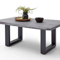 Couchtisch Baumkantentisch Akazie-massiv U-Form rechteckig grau lackiert 110 cm