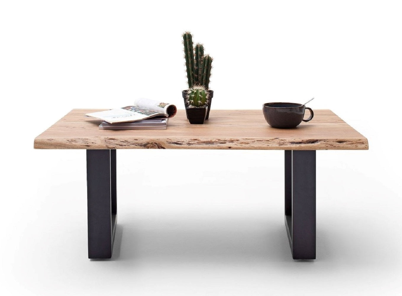 Couchtisch Baumkantentisch Akazie-massiv U-Form rechteckig natur lackiert 110 cm
