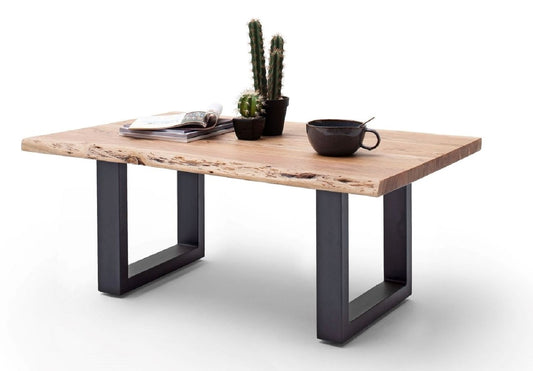 Couchtisch Baumkantentisch Akazie-massiv U-Form rechteckig natur lackiert 110 cm