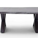 Couchtisch Baumkantentisch Akazie-massiv X-Form rechteckig grau lackiert 110 cm