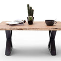 Couchtisch Baumkantentisch Akazie-massiv X-Form rechteckig natur lackiert 110 cm