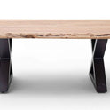 Couchtisch Baumkantentisch Akazie-massiv X-Form rechteckig natur lackiert 110 cm