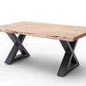 Couchtisch Baumkantentisch Akazie-massiv X-Form rechteckig natur lackiert 110 cm