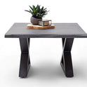 Couchtisch Baumkantentisch Akazie-massiv X-Form quadratisch grau lackiert 75 cm