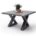 Couchtisch Baumkantentisch Akazie-massiv X-Form quadratisch grau lackiert 75 cm
